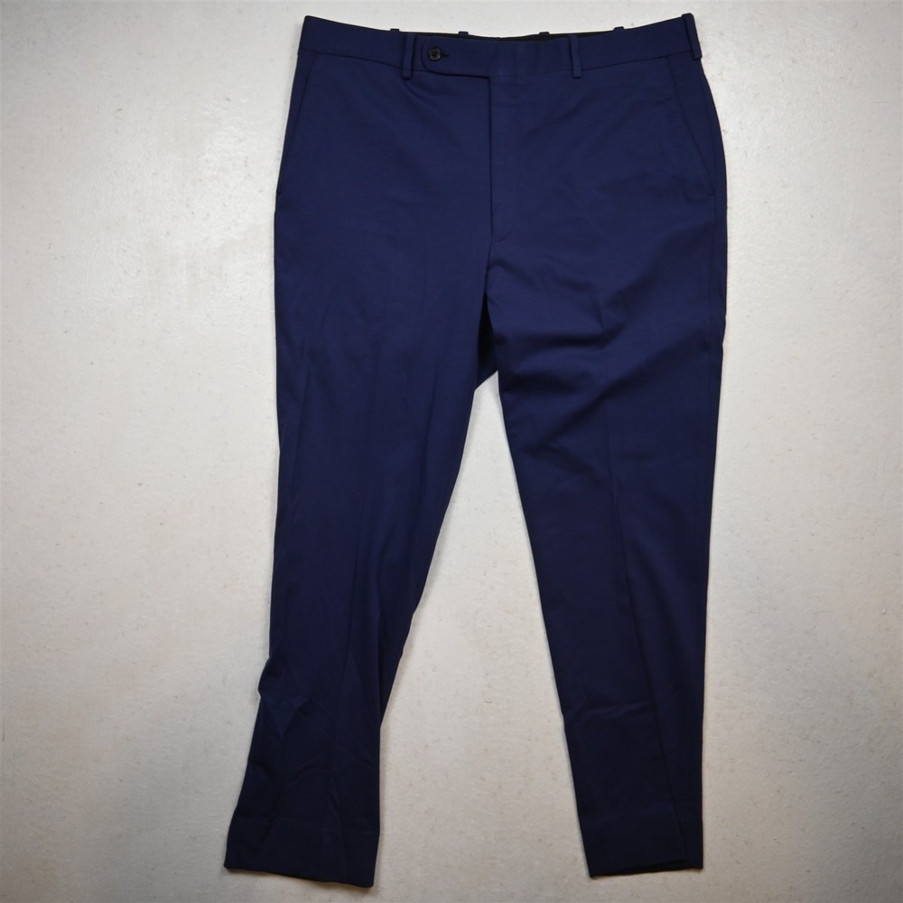 Tom James 36x32 Blue Wool Flat Front‎ Straight Dress Mens Pants